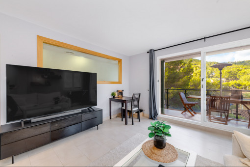 Bright living room with access to the terrace