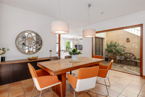 Bright dining area overlooking the garden
