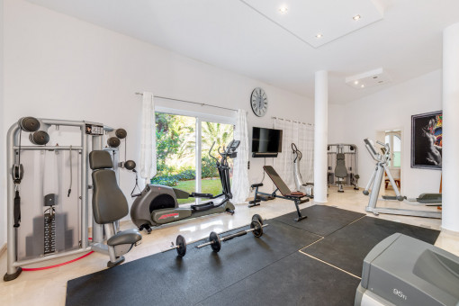 Bright fitness room with ample space for training and relaxation