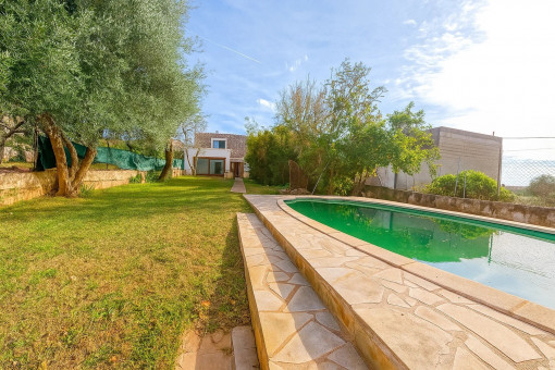 Extensive garden with pool