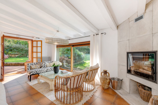 Living room with plenty of light and garden views