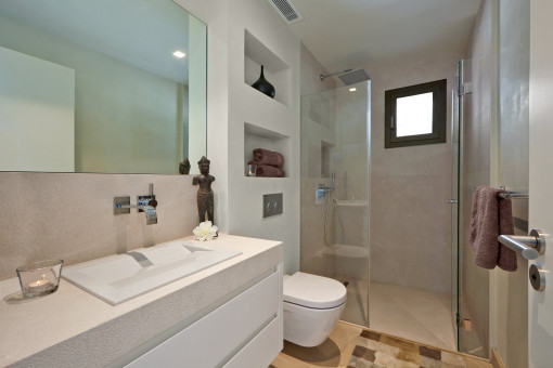 One of the three bathrooms