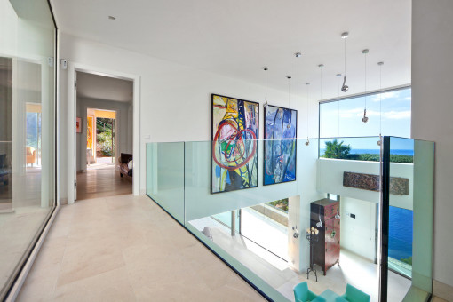 Elegant gallery with panoramic sea views