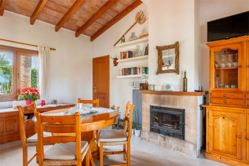 dining area with fireplace