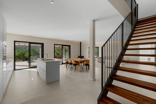 Living area with staircase to the upper floor