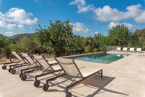 Sunny terrace by the pool