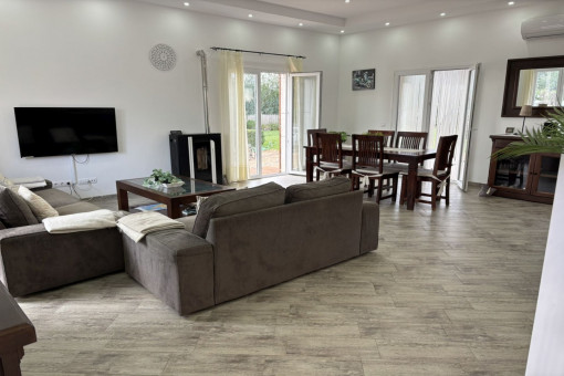 Open living and dining area