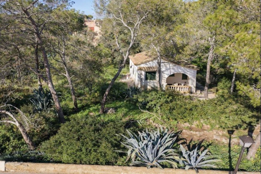 Elevated view of the property with existing building