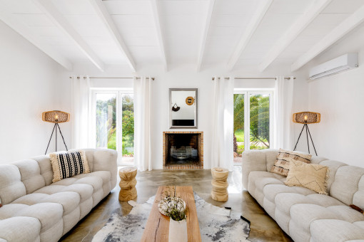Living room with chimney