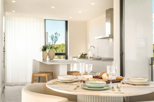 Dining area with open kitchen