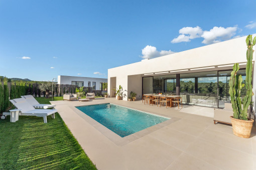 Pool area with garden