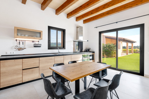 Kitchen with views of the surrounding greenery