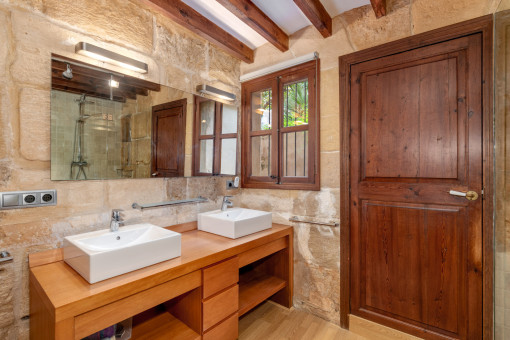 One of the two bathrooms