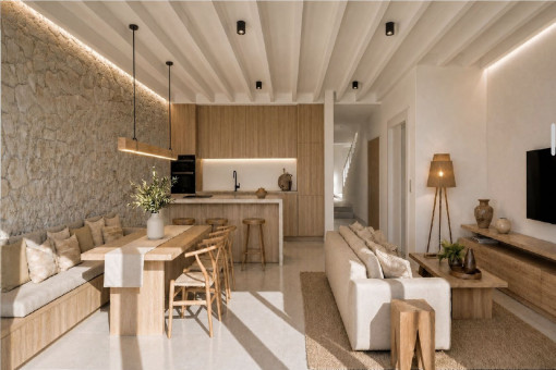Open concept living area with kitchen