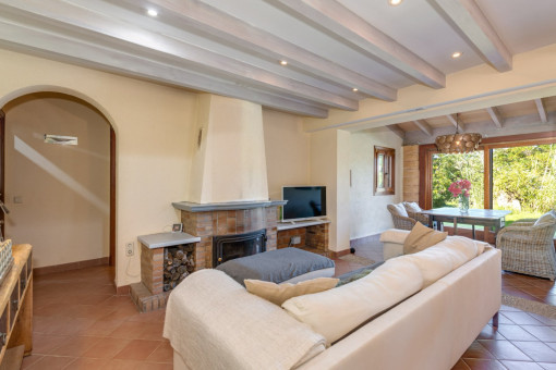 Cozy living room with fireplace