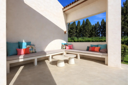 Covered outdoor lounge