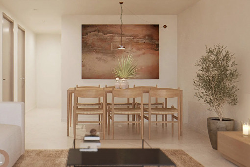 Open living area and kitchen