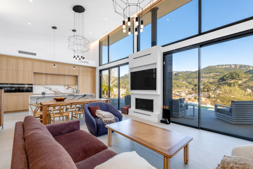 Wohnzimmer mit Weitblick über Esporles und die Berge