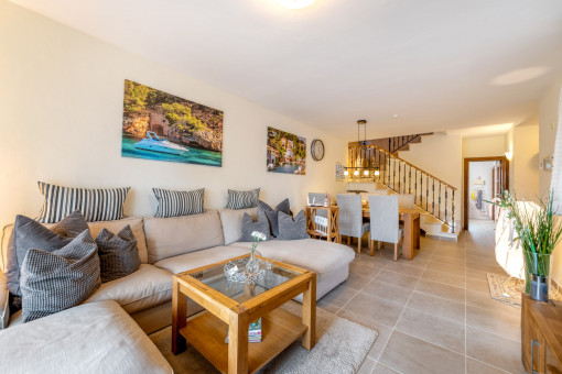 Open living and dining area