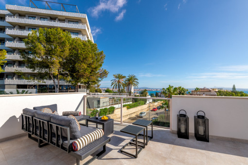 Sunny rooftop terrace