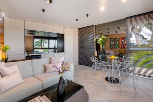 Open-plan living and dining area