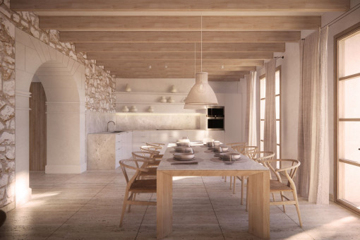 Dining area and kitchen