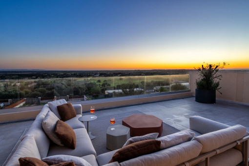 Roof terrace at night
