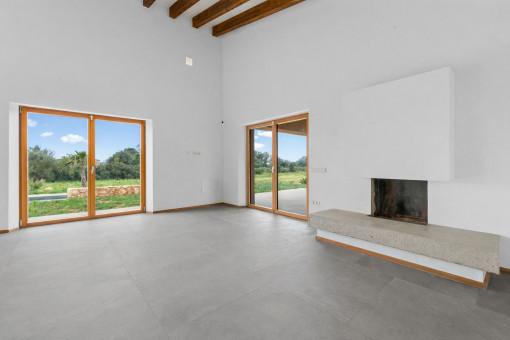 Living room with fireplace