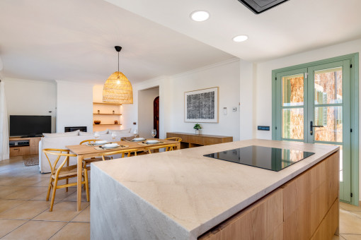 Open-plan living and dining area