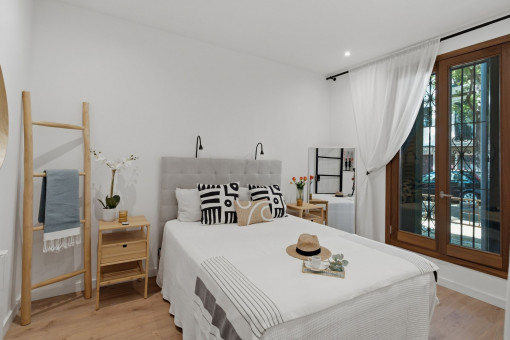 Large bedroom with plenty of natural light 