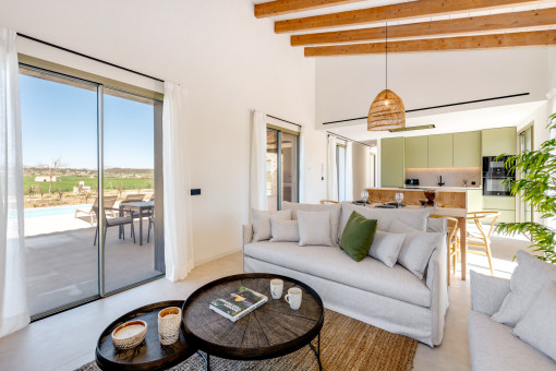 Open-plan living and dining area