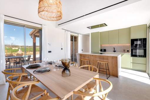 Dining area with open kitchen