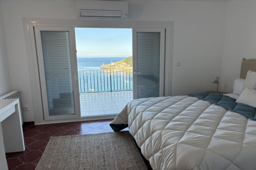 Bedroom with sea views