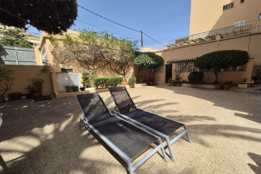 Sunny community terrace