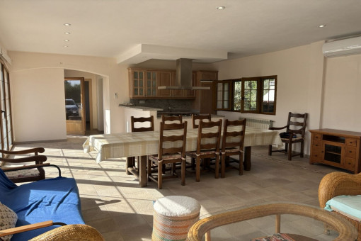 Kitchen and living area of the guest house