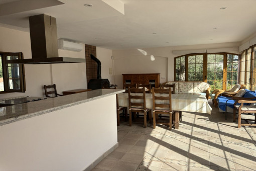 Kitchen and living area of the guest house