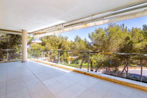 Covered terrace on the living level
