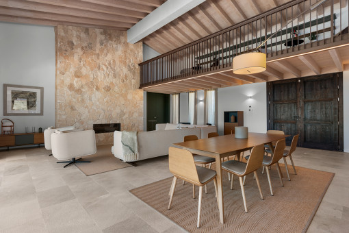 Open-plan living and dining area