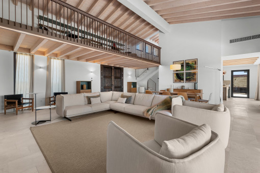 Bright living area with gallery