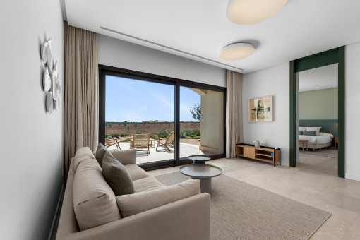Cozy lounge in the guest area with terrace