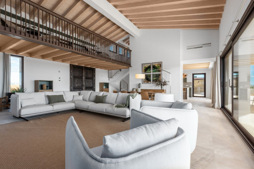 Bright living area with gallery