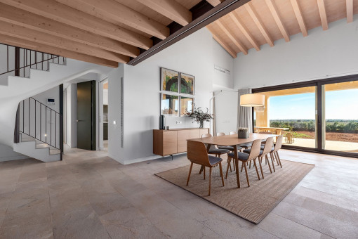 Integrated dining area within the living area