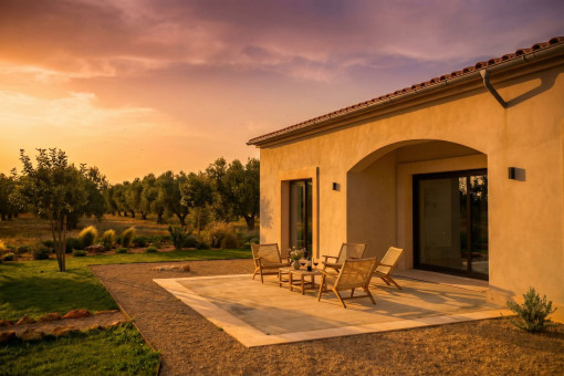 Terrace in warm evening light