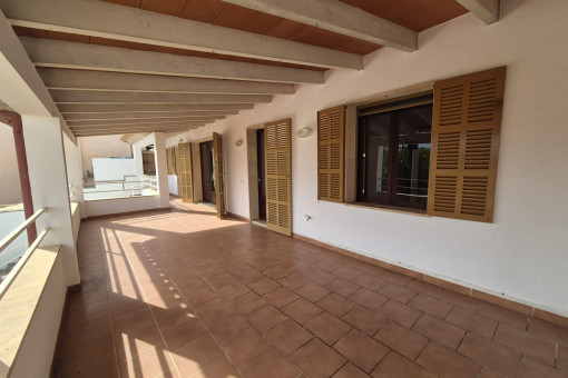 Terrace with stairs leading to the patio