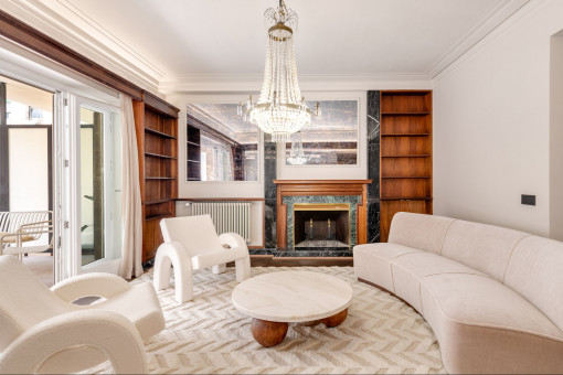 Expansive living area with terrace access