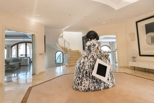 Entrance area with art piece