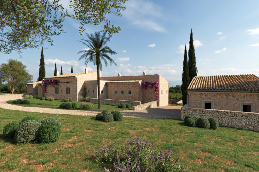 Exterior view of the planned finca with garden