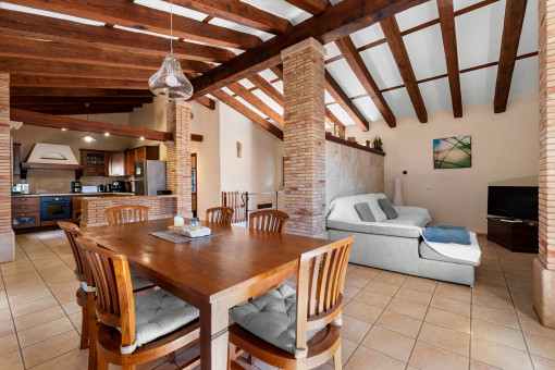 Open-plan living and dining area