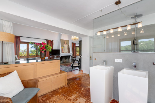 Open bathroom of the master suite