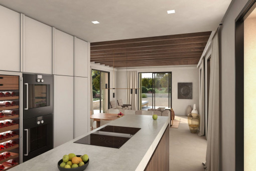 Bright and light filled kitchen with open-plan living and dining area